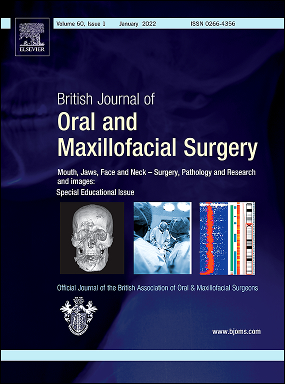 Capa representativa da revista British Journal of Oral and Maxillofacial Surgery